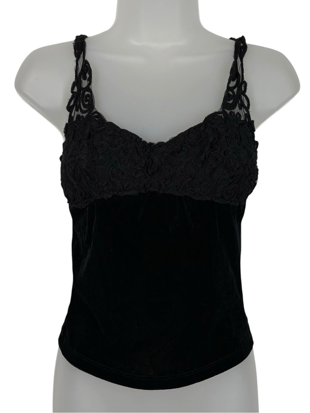Timing USA Made Black Velvet Velour Mesh Embroidered Strap Baby Tank Top Small S